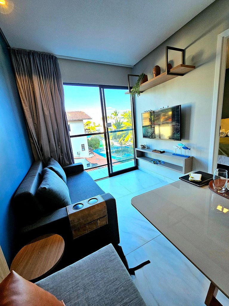 Lindo flat encanto azul no Centrinho de Porto