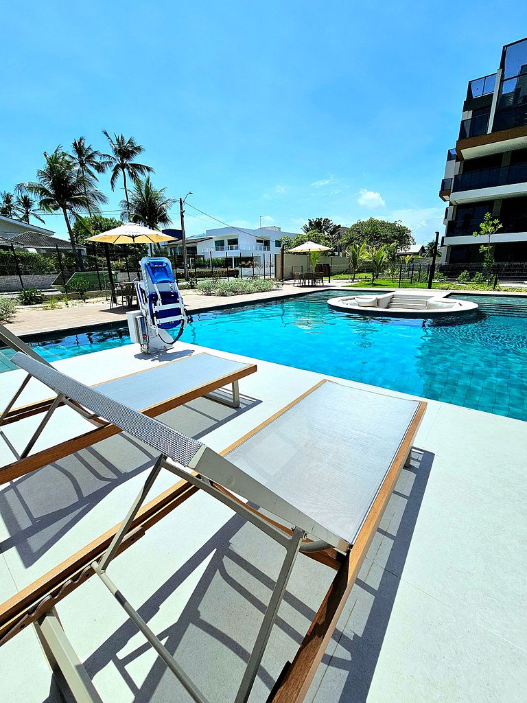 Luxuoso e equipado no Cais Eco Beira-mar Muro Alto