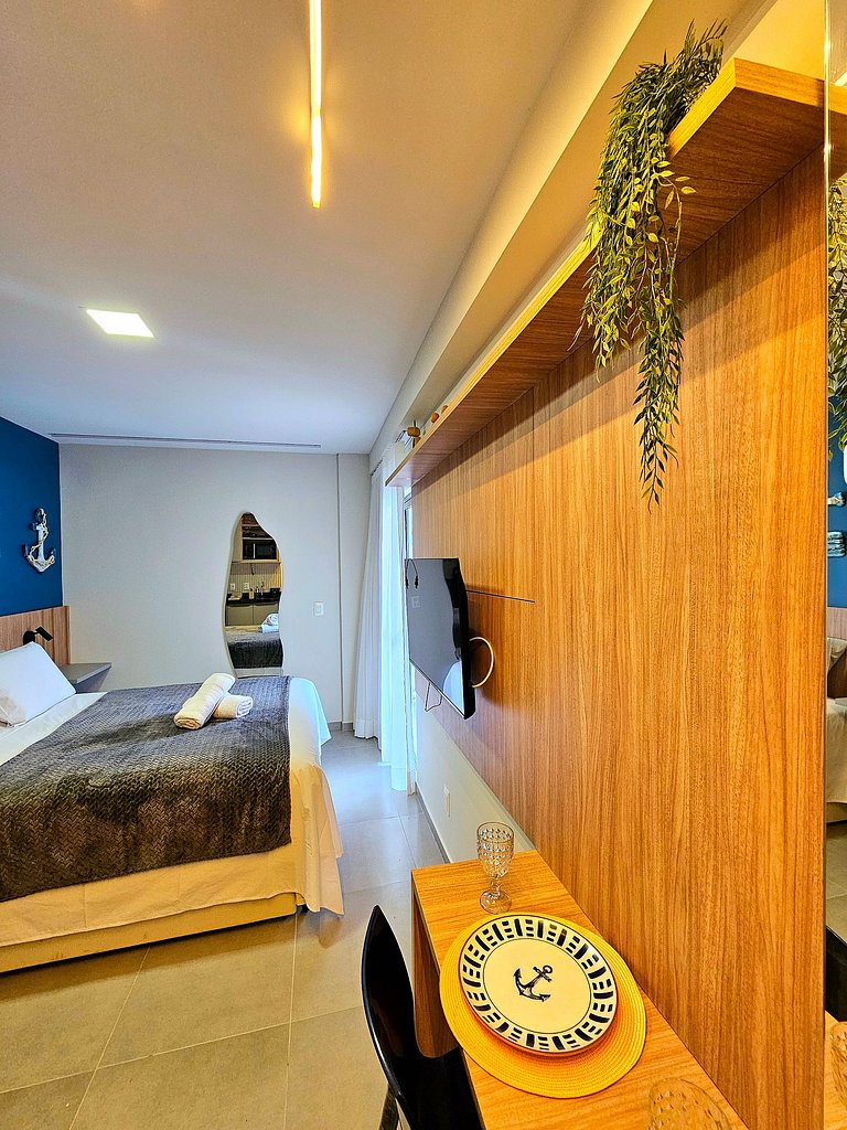 Luxuoso Studio com varanda no Centrinho de Porto