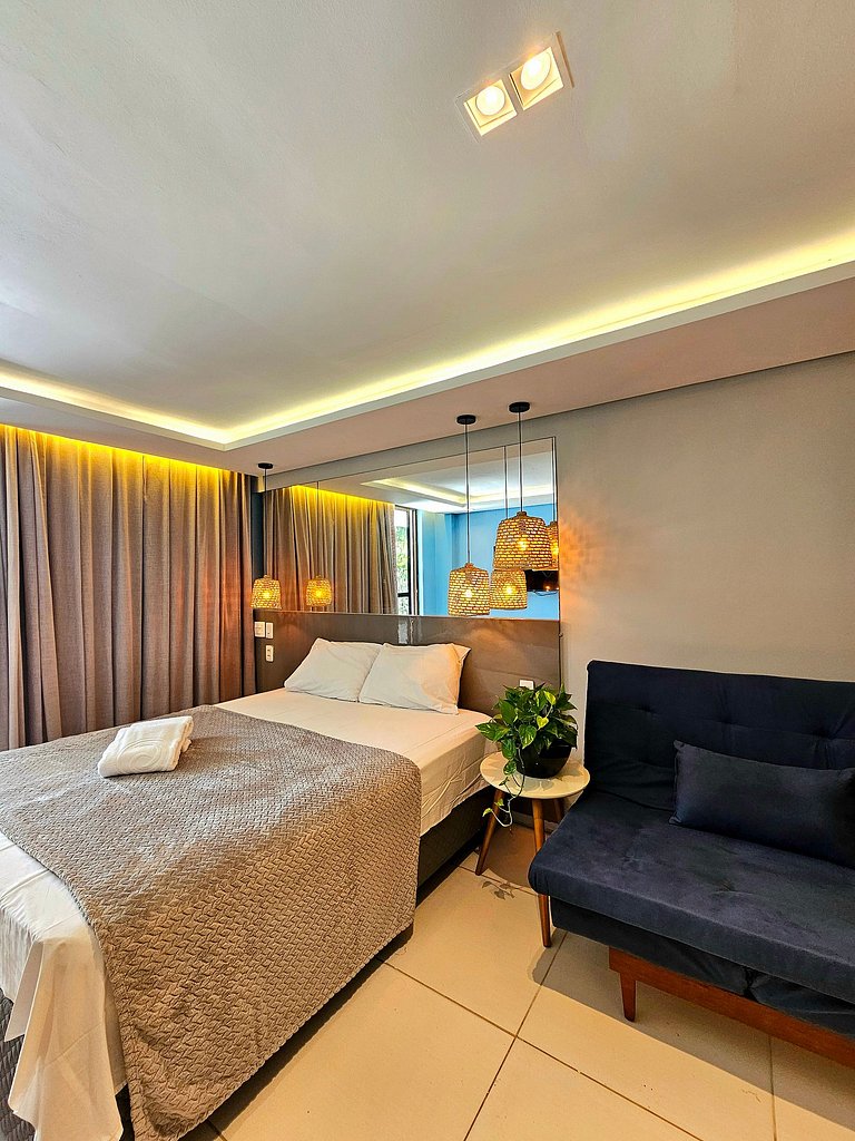 Luxuoso Studio c/ área gourmet no Centro de Porto