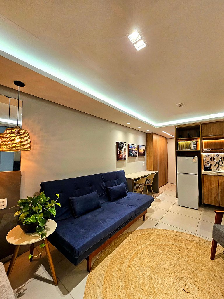 Luxuoso Studio c/ área gourmet no Centro de Porto