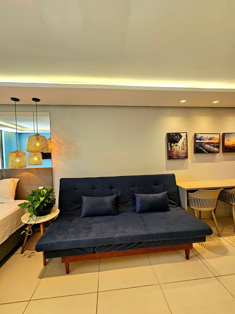 Luxuoso Studio c/ área gourmet no Centro de Porto