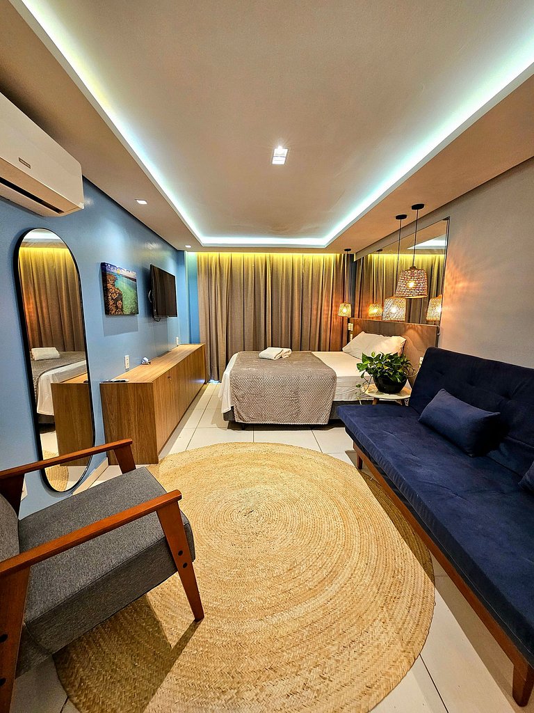 Luxuoso Studio c/ área gourmet no Centro de Porto