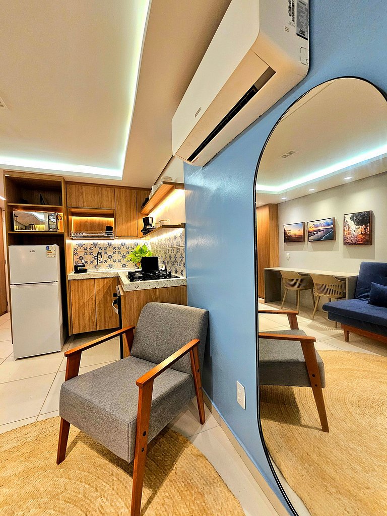 Luxuoso Studio c/ área gourmet no Centro de Porto