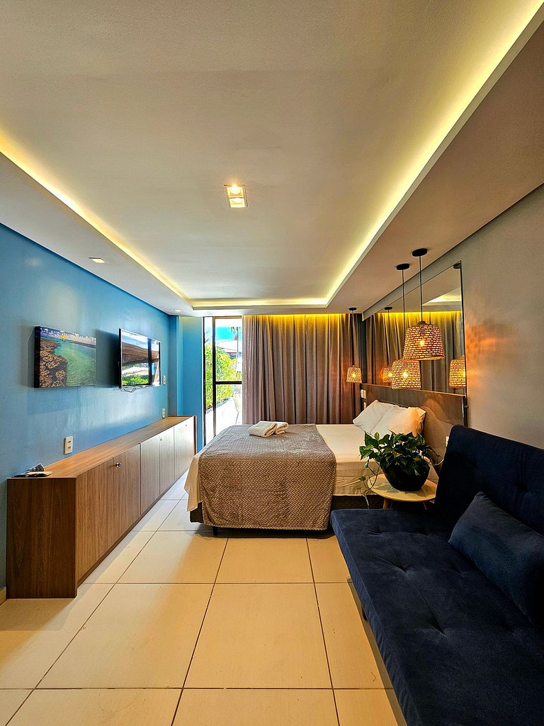 Luxuoso Studio c/ área gourmet no Centro de Porto