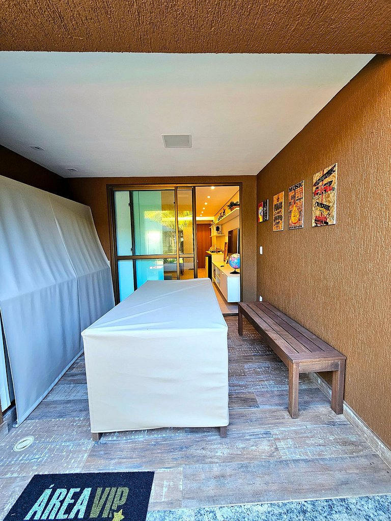 Luxuoso e equipado 3q térreo no Cupe Beach Living.